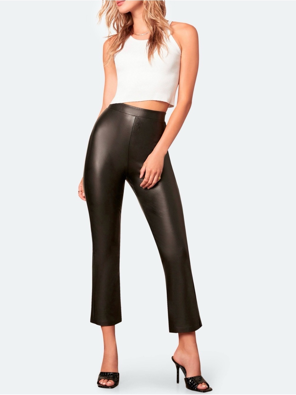BB Dakota by Steve Madden Faux Leather Crop Flare Pants